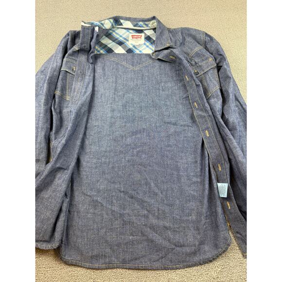 Vintage Levi's Men's Small Blue Denim Western Long Sleeve Button Down Shirt - Picture 10 of 10